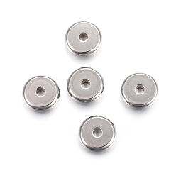 Stainless Steel Color 304 Stainless Steel Spacer Beads, Flat Round, Stainless Steel Color, 8x2.5mm, Hole: 1.8mm