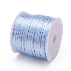 Aqua Nylon Cord, Satin Rattail Cord, for Beading Jewelry Making, Chinese Knotting, Aqua, 1mm, about 32.8 yards(30m)/roll