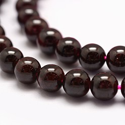 Garnet Natural Garnet Bead Strands, Round, 6.5mm, Hole: 1mm, about 63pcs/strand, 15.3 inch