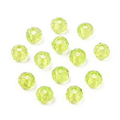 Jaune Vert Perles acryliques transparentes, facette, rondelle, jaune vert, 4x3.5mm, Trou: 1.5mm, environ14000 pcs / 500 g