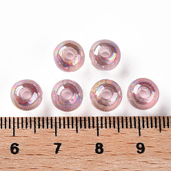 Pink Transparent Acrylic Beads, AB Color Plated, Round, Pink, 8x7mm, Hole: 2mm, about 1745pcs/500g