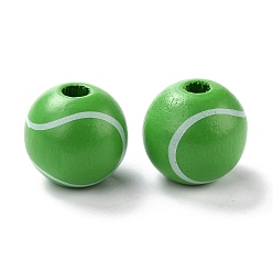 Tennis Natural Wood Beads, Dyed, Round, Tennis Pattern, 15.5x14.5mm, Hole: 3.2mm
