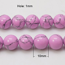 Violet Synthetic Turquoise Beads Strands, Dyed, Round, Violet, 10mm, Hole: 1mm, about 40pcs/strand, 15.7