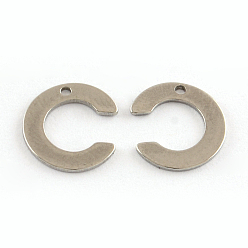 Letter C 201 Stainless Steel Letter Charms, Letter.C, 11x5.5~12x0.5mm, Hole: 1mm
