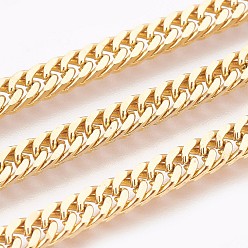 Golden Ion Plating(IP) 304 Stainless Steel Curb Chain Bracelets, with Lobster Claw Clasps, Golden, 8-3/8 inch(21.3cm)