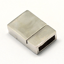 Platinum Alloy Magnetic Clasps with Glue-in Ends, Rectangle, Platinum, 20x13.5x6.5mm, Half Hole: 3x10mm