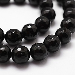 Black Onyx Natural Black Onyx Beads Strands, Grade A, Faceted, Round, 6mm, Hole: 1mm, about 61pcs/strand, 14.9 inch~15.1 inch