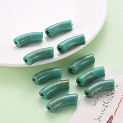 Light Sea Green Acrylic Beads, Imitation Gemstone, Curved Tube, Light Sea Green, 36x13.5x11.5mm, Hole: 4mm, about 148pcs/500g