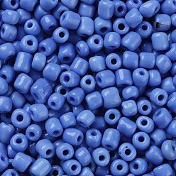 Bleu Bleuet Perles de rocaille en verre, opaque graine de couleurs, petites perles artisanales pour la fabrication de bijoux bricolage, ronde, bleuet, 4mm, Trou: 1.5 mm, environ 4500 pcs / livre