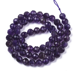 Amethyst Natural Amethyst Beads Strands, Round, Faceted, 6mm, Hole: 0.7mm, about 61pcs/Strand, 14.65 inch(37.2cm)