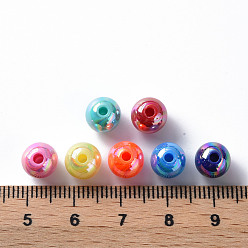 Mixed Color Opaque Acrylic Beads, AB Color Plated, Round, Mixed Color, 8x7mm, Hole: 2mm, about 1745pcs/500g
