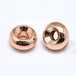 Розовое Золото Рейка латунь плоская круглая проставка, розовое золото , 6x3 мм, отверстие : 2 мм