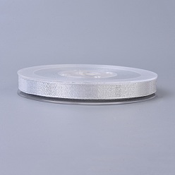 Argent Ruban satin polyester double face, avec couleur argent métallique, argenterie, 3/8 pouce (9 mm), environ 100 yards / rouleau (91.44 m / rouleau)