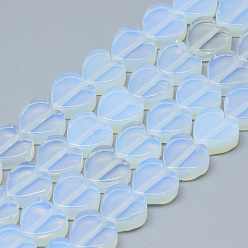 Opalite Brins de perles opalite, cœur, 10x10x5mm, Trou: 1.5mm, Environ 40 pcs/chapelet, 14.5 pouce