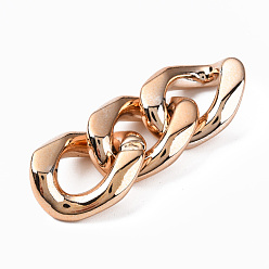 Rose Gold UV Plating Acrylic Linking Rings, Quick Link Connectors, for Curb Chains Jewelry Making, Twist Oval, Rose Gold, 27x22x10mm, Inner Diameter: 15x10mm