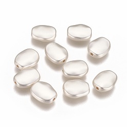 Matte Silver Color Brass Beads, Long-Lasting Plated, Oval, Matte Silver Color, 11x9x3.5mm, Hole: 1.2mm