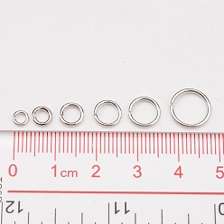 Platinum 1 Box of Iron Jump Rings, Mixed Size, Open Jump Rings, Platinum, 18~21 Gauge, 4~10x0.7~1mm, Inner Diameter: 2.6~8mm, about 1600pcs/box, Packaging Box: 8x2cm