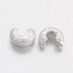 Silver Brass Crimp Beads Covers, Nickel Free, Silver Color Plated, 3.2mm In Diameter, Hole: 1.2mm