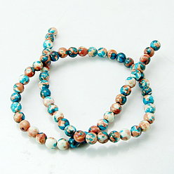 Mixed Color Synthetic Ocean White Jade Beads Strands, Dyed, Round, Mixed Color, 8mm, Hole: 1mm, about 50pcs/strand, 15 inch