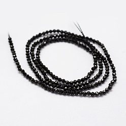 Spinel Natural Black Spinel Beads Strands, Faceted, Round, 2mm, Hole: 0.5mm, about 175pcs/strand, 14.9 inch(38cm)