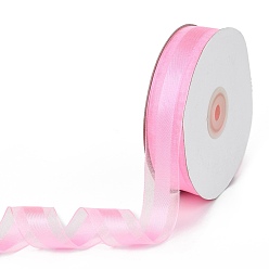 Pearl Pink Solid Color Organza Ribbons, for Party Decoration, Gift Packing, Pearl Pink, 1"(25mm), about 50yard/roll(45.72m/roll)