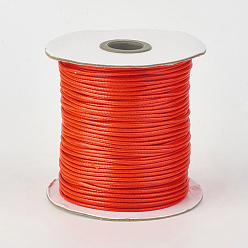 Rouge Orange Cordon en polyester ciré coréen écologique, rouge-orange, 0.5mm, environ 169.51~174.98 yards (155~160m)/rouleau