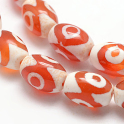 Rouge Orange Naturelles agate perles brins, baril, teints et chauffée, Grade a, rouge-orange, 12x8mm, Trou: 1mm, Environ 30 pcs/chapelet, 14 pouce