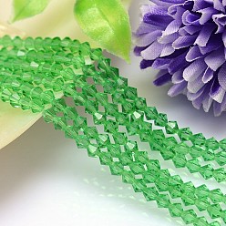 Lime Green Faceted Imitation Austrian Crystal Bead Strands, Grade AAA, Bicone, Lime Green, 5x5mm, Hole: 0.7~0.9mm, about 80pcs/strand, 15.7 inch