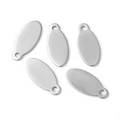 Stainless Steel Color 201 Stainless Steel Pendants, Oval, Stamping Blank Tag, Stainless Steel Color, 15.5x7x0.7mm, Hole: 1.4mm