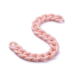 Pink Handmade Opaque Acrylic Curb Chains, Pink, Links: 19x13.5x4.5mm, 39.37 inch(1m)/strand