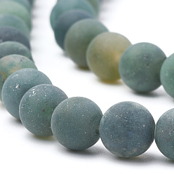 Moss Agate Natural Moss Agate Beads Strands, Frosted, Round, 8mm, Hole: 1mm, about 47pcs/strand, 15.5 inch