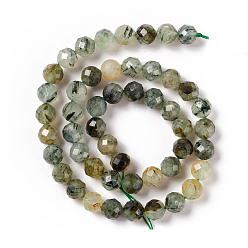 Prehnite Natural Prehnite Beads Strands, Faceted, Round, 8mm, Hole: 0.8mm, about 49pcs/strand, 15.16''(38.5cm)