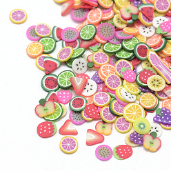 Mixed Color Handmade Polymer Clay Cabochons, No Hole, Fruit, Mixed Color, 4~6x4~6x0.3~0.8mm