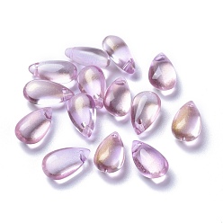 Prune Charms en verre transparent, teints et chauffée, larme, prune, 13.5x8x5.5mm, Trou: 1mm