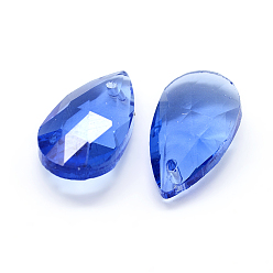 Королевский синий Граненые подвески стекла, слеза, королевский синий, 15x9.5x5.5 мм, отверстие : 1 мм