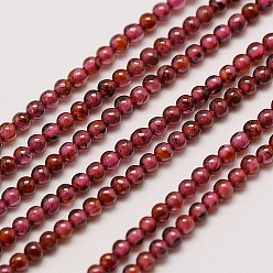 Garnet Grade AA Natural Gemstone Garnet Round Beads Strands, 2mm, Hole: 0.8mm, about 184pcs/strand, 16 inch