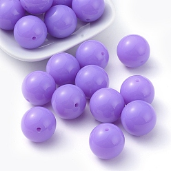 Lilac Fluorescence Chunky Acrylic Beads, Round, Lilac, 20mm, Hole: 2~3mm, about 105pcs/500g