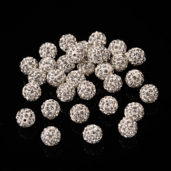 Crystal Pave Disco Ball Beads, Polymer Clay Rhinestone Beads, Grade A, Crystal, PP11(1.7~1.8mm), 8mm, Hole: 1mm