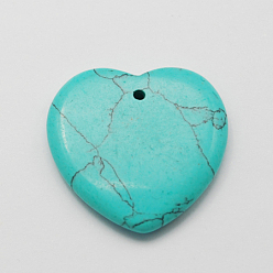 Mixed Stone Mixed Gemstone Pendants, Mixed Style, Heart, 34~35.5x34.5~35.5x6.5~8.5mm, Hole: 1.5mm