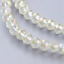 Beige Electroplate Glass Beads Strands, AB Color Plated, Faceted, Rondelle, Beige, 3x2mm, Hole: 1mm, about 165~169pcs/strand, 15~16 inch(38~40cm)