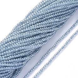 Light Steel Blue Electroplate Glass Beads Strands, Pearl Luster Plated, Round, Light Steel Blue, 2.5mm, Hole: 0.7mm, about 177pcs/Strand, 14.09 inch(35.8cm)