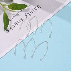 Silver 925 Sterling Silver Earring Hooks, Silver, 38x15mm, Hole: 1.5mm, 20 Gauge, Pin: 0.8mm