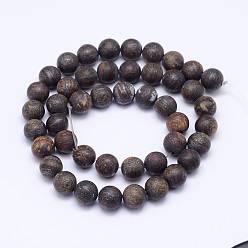 Bronzite Bronzite naturelles brins de perles, givré, ronde, 6mm, Trou: 1mm, Environ 63 pcs/chapelet, 15.5 pouce
