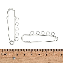 Platinum Iron Safety Brooch Findings, Kilt Pins, Platinum, 50x16.5x4.5mm, Hole: 3.5mm