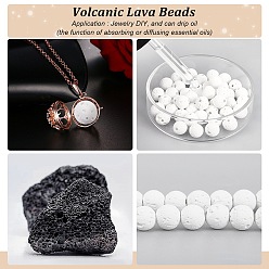 White Synthetic Lava Rock Beads Strands, Dyed, Round, White, 8~8.5mm, Hole: 1.8mm, about 47pcs/strand, 14.96 inch(38cm)