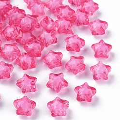 Camellia Transparent Acrylic Beads, Bead in Bead, Faceted, Star, Camellia, 10.5x11x7mm, Hole: 2mm, about 1280pcs/500g