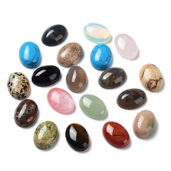 Mixed Stone Gemstone Cabochons, Oval, Natural & Synthetic Mixed Stone, 18x13x5mm