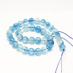 Bleu Ciel Ronds teints perles crépitent naturel de quartz brins, bleu ciel, 6mm, Trou: 1mm, Environ 63 pcs/chapelet, 15.5 pouce
