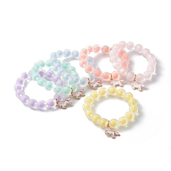 Mixed Color Bead in Bead Transparent Acrylic Pumpkin Beads Stretch Bracelet for Kid,  with Alloy Enamel Unicorn Pendants, Mixed Color, Inner Diameter: 1-3/4 inch(4.5cm)