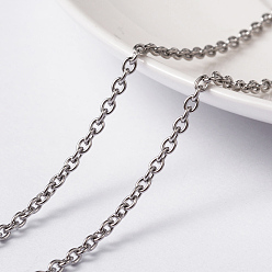 Stainless Steel Color 304 Stainless Steel Cable Chains, Unwelded, with Spool, Oval, Stainless Steel Color, 3x2.4x0.6mm, about 32.8 Feet(10m)/roll